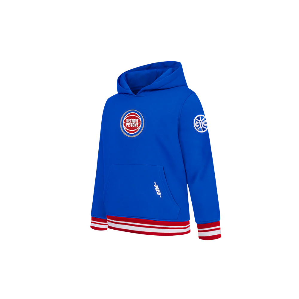 NBA DETROIT PISTONS RETRO CLASSIC TODDLER BOYS RIB FLEECE PULLOVER HOODIE (ROYAL BLUE/RED) - Image 2