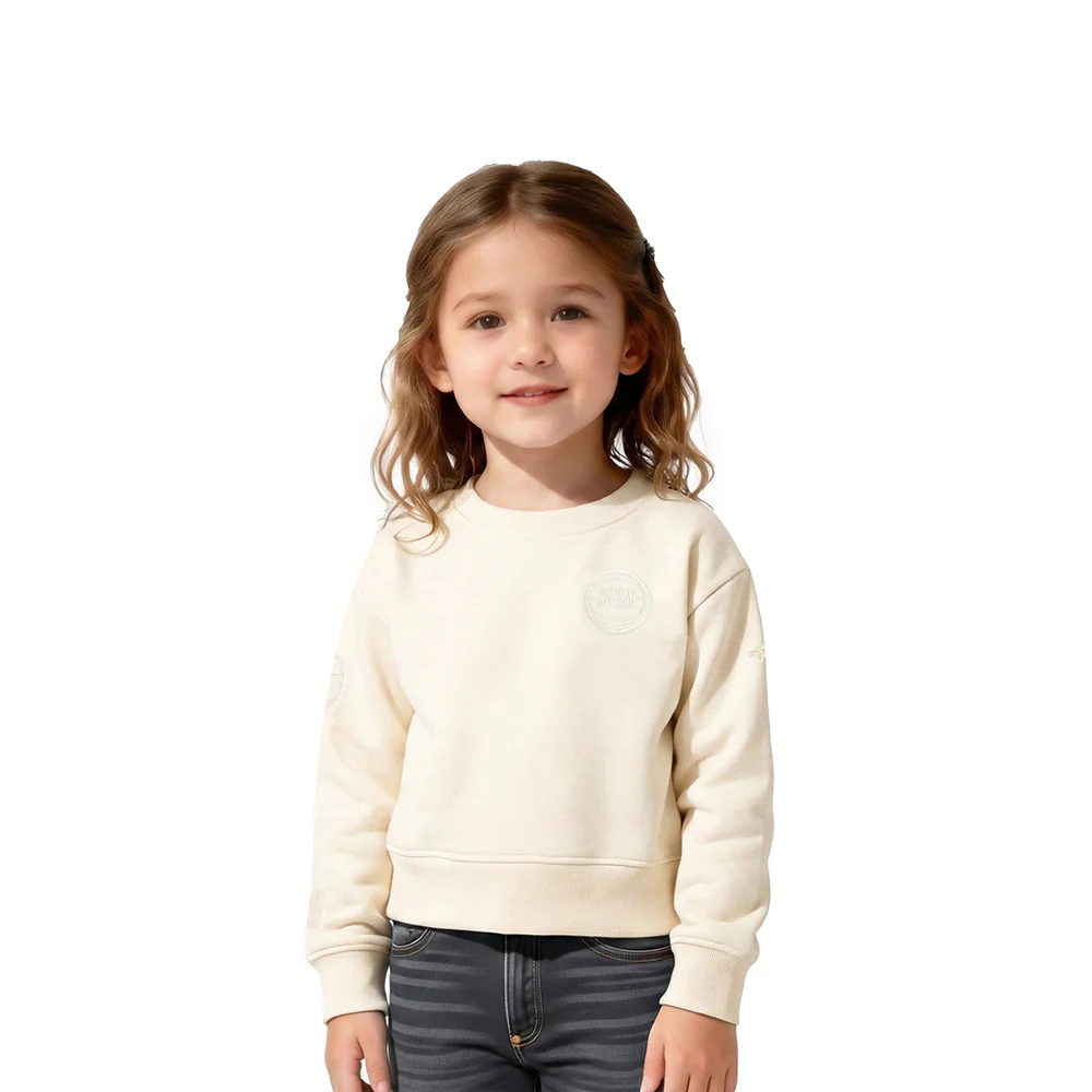 NBA DETROIT PISTONS NEUTRAL TODDLER GIRLS FLEECE CREWNECK (EGGSHELL)