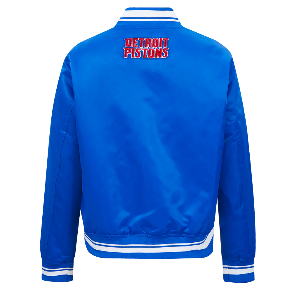 NBA DETROIT PISTONS SCRIPT TAIL WOMEN'S SATIN JACKET (ROYAL BLUE) - Image 3