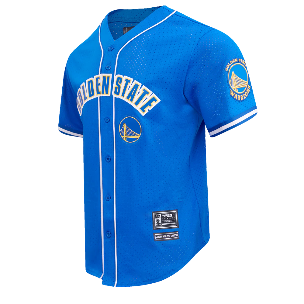 NBA GOLDEN STATE WARRIORS CLASSIC MEN'S MESH BUTTON DOWN JERSEY (ROYAL BLUE) - Image 2