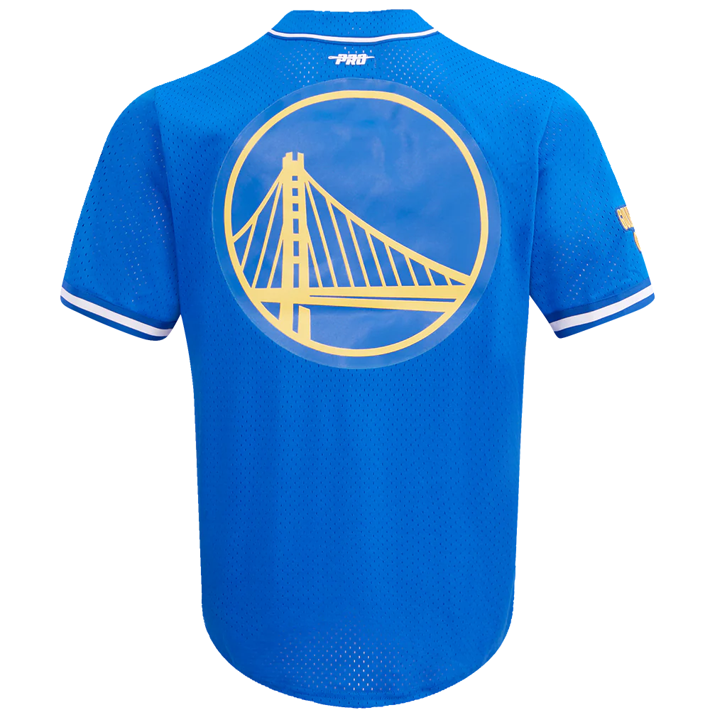 NBA GOLDEN STATE WARRIORS CLASSIC MEN'S MESH BUTTON DOWN JERSEY (ROYAL BLUE) - Image 3