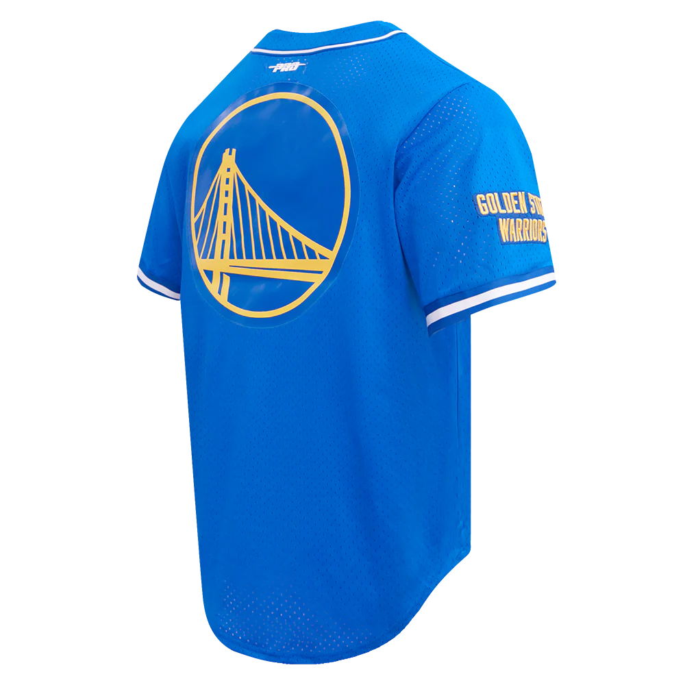 NBA GOLDEN STATE WARRIORS CLASSIC MEN'S MESH BUTTON DOWN JERSEY (ROYAL BLUE) - Image 4