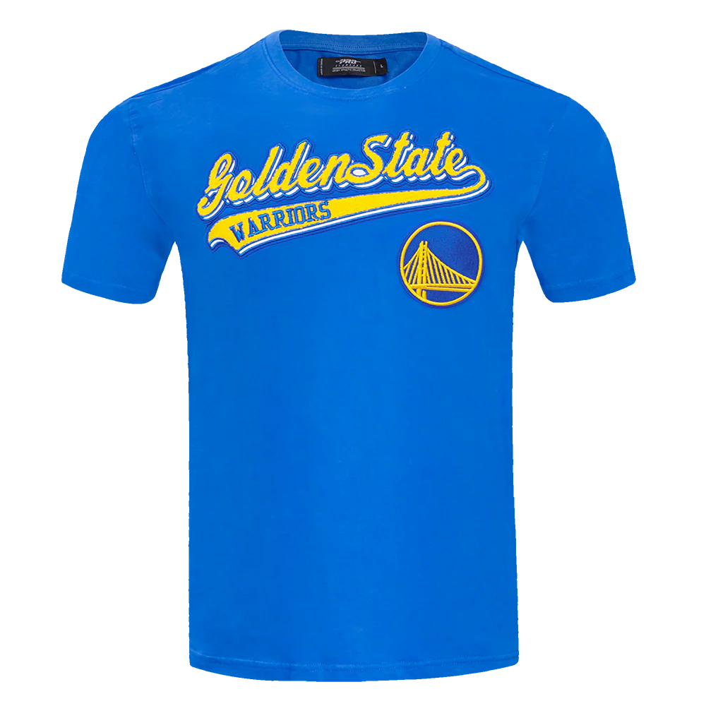 NBA GOLDEN STATE WARRIORS SCRIPT TAIL MEN'S TEE (ROYAL BLUE)