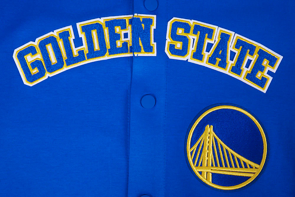 NBA GOLDEN STATE WARRIORS CLASSIC MEN'S PRO SS DOUBLE KNIT JACKET (ROYAL BLUE) - Image 5