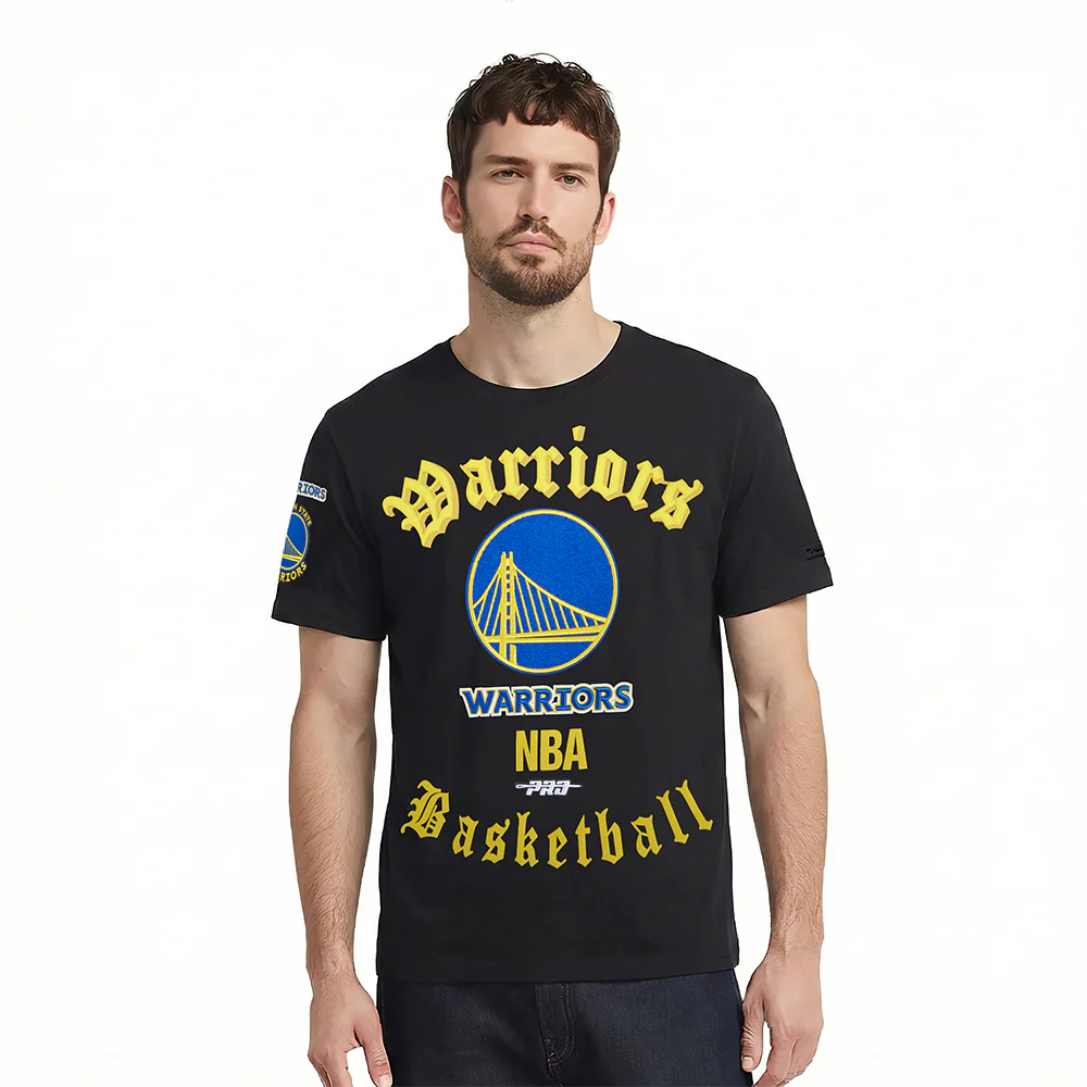 NBA GOLDEN STATE WARRIORS OLD ENGLISH MEN'S TEE (BLACK)