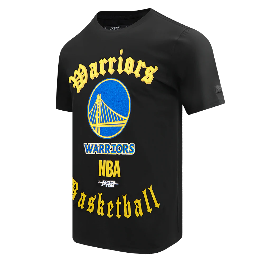 NBA GOLDEN STATE WARRIORS OLD ENGLISH MEN'S TEE (BLACK) - Image 4
