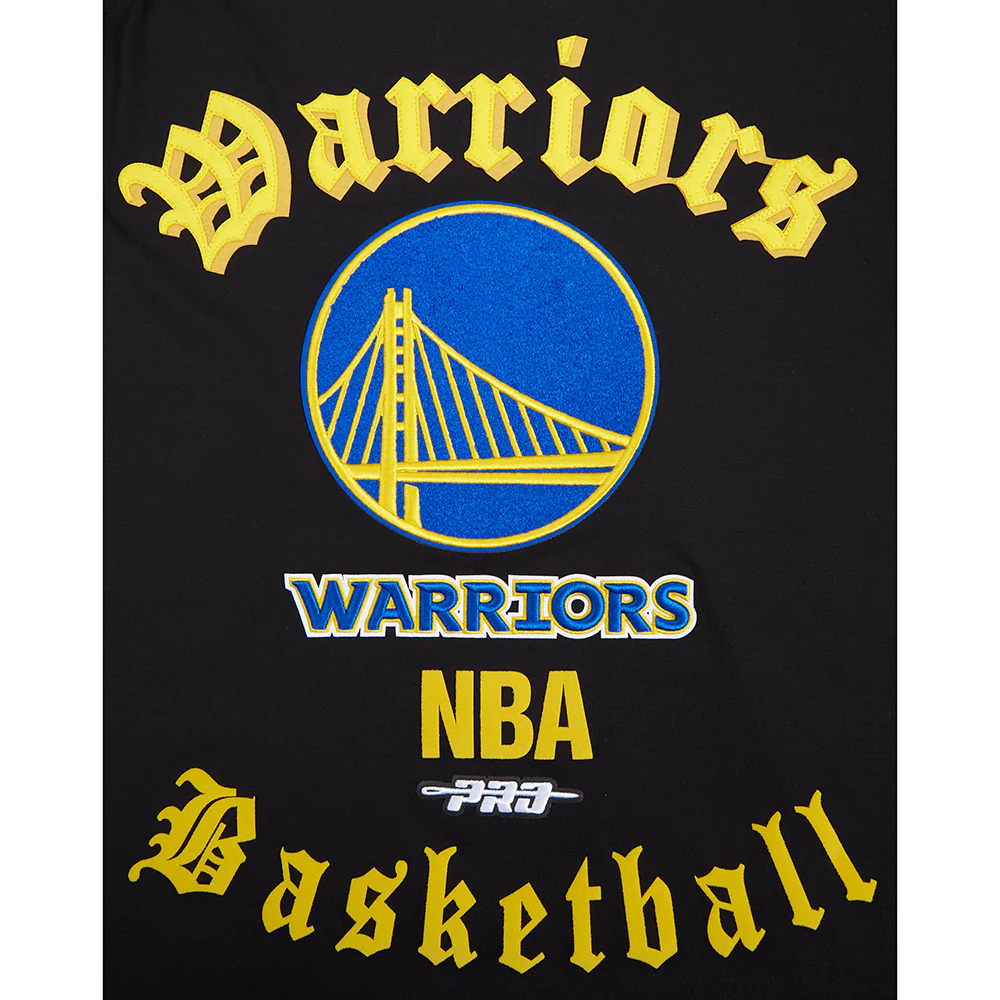 NBA GOLDEN STATE WARRIORS OLD ENGLISH MEN'S TEE (BLACK) - Image 7