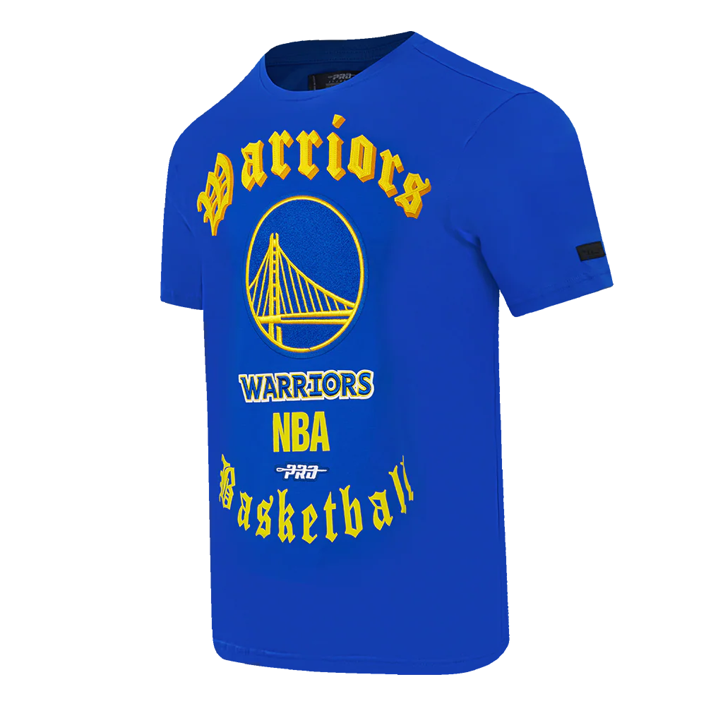 NBA GOLDEN STATE WARRIORS OLD ENGLISH MEN'S TEE (ROYAL BLUE) - Image 4