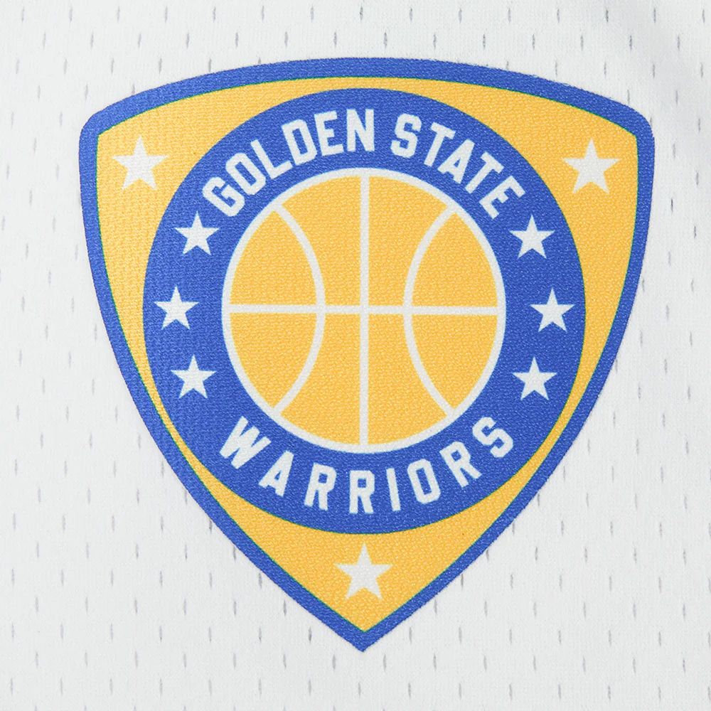 NBA GOLDEN STATE WARRIORS LETTERMAN MEN'S BUTTON DOWN MESH TOP (WHITE/ROYAL BLUE) - Image 7