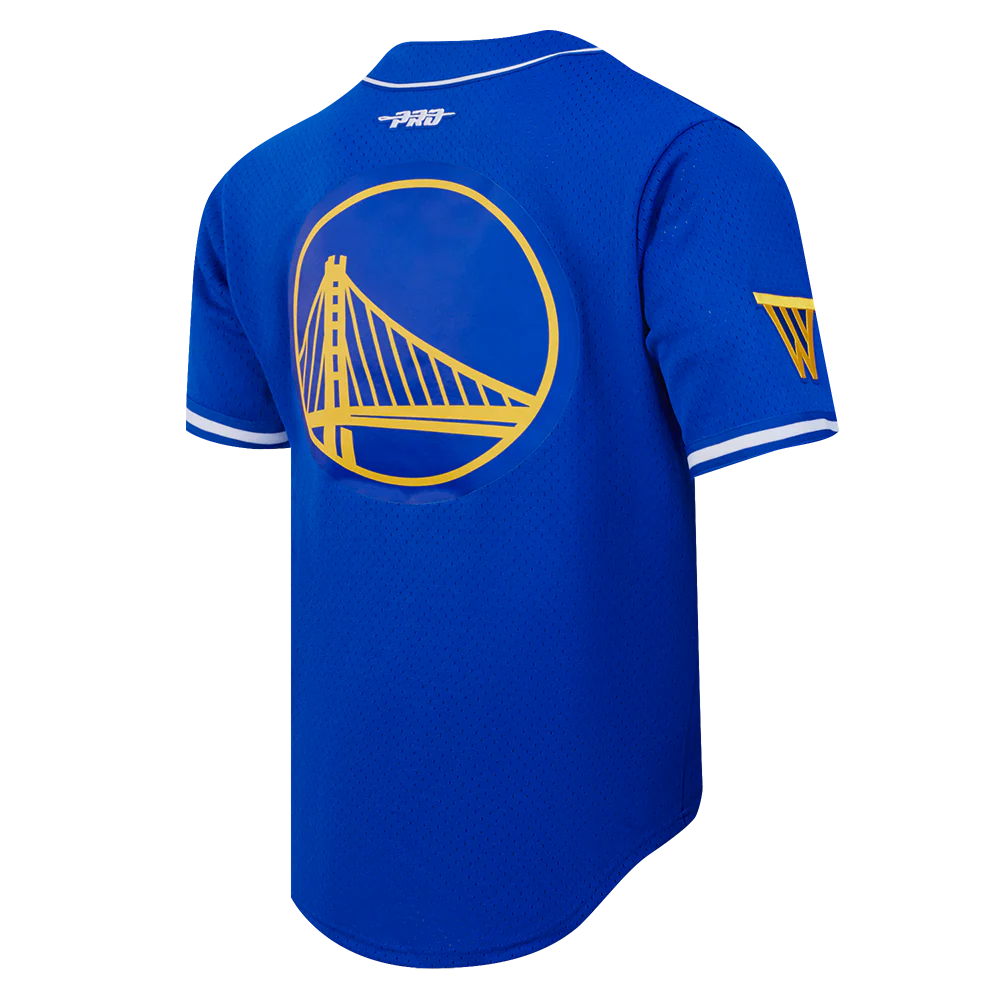 NBA GOLDEN STATE WARRIORS STEPHEN CURRY #30 CLASSIC MESH PNN MEN'S MESH BUTTON DOWN SHIRT (ROYAL BLUE) - Image 6