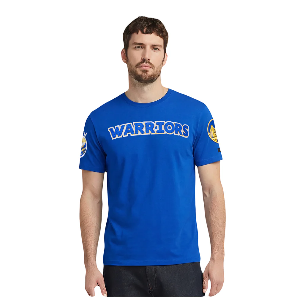 NBA GOLDEN STATE WARRIORS CLASSIC CHENILLE MEN'S TEE (ROYAL BLUE)