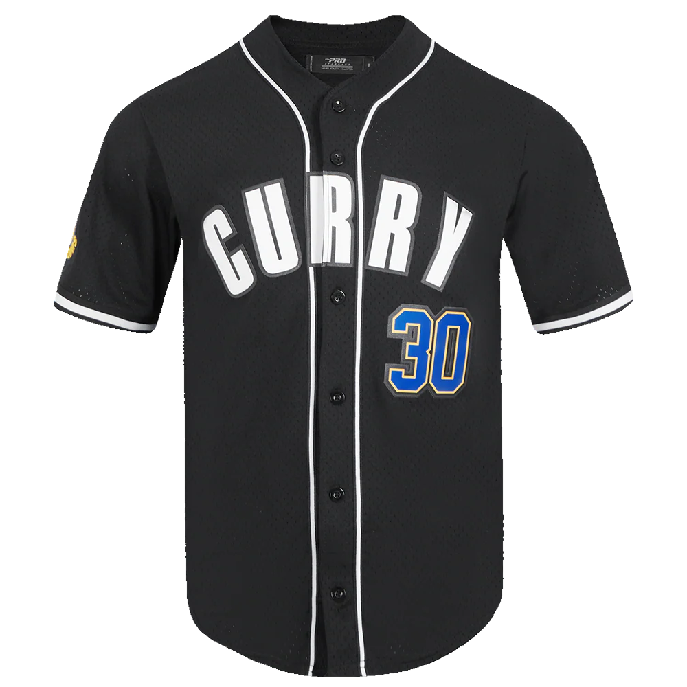 NBA GOLDEN STATE WARRIORS STEPHEN CURRY #30 MEN'S MESH BUTTON DOWN JERSEY (BLACK)