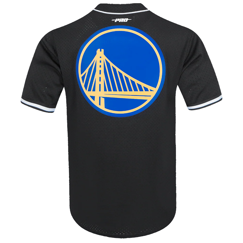 NBA GOLDEN STATE WARRIORS STEPHEN CURRY #30 MEN'S MESH BUTTON DOWN JERSEY (BLACK) - Image 3