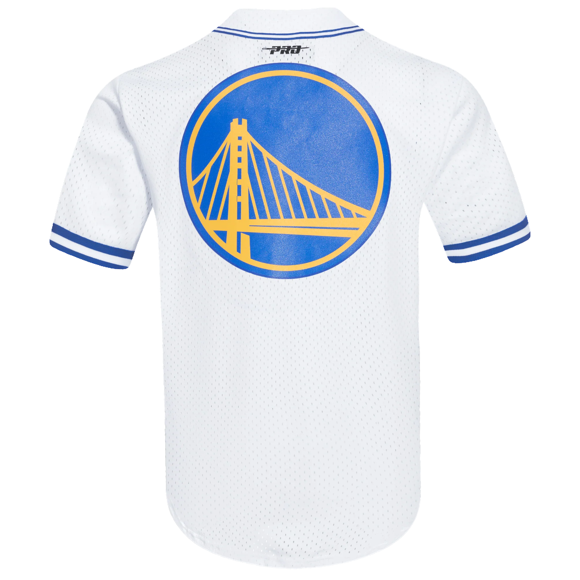NBA GOLDEN STATE WARRIORS PLAYER NAME AND NUMBER MEN'S BUTTON DOWN MESH TOP (WHITE/ROYAL BLUE) - Image 3