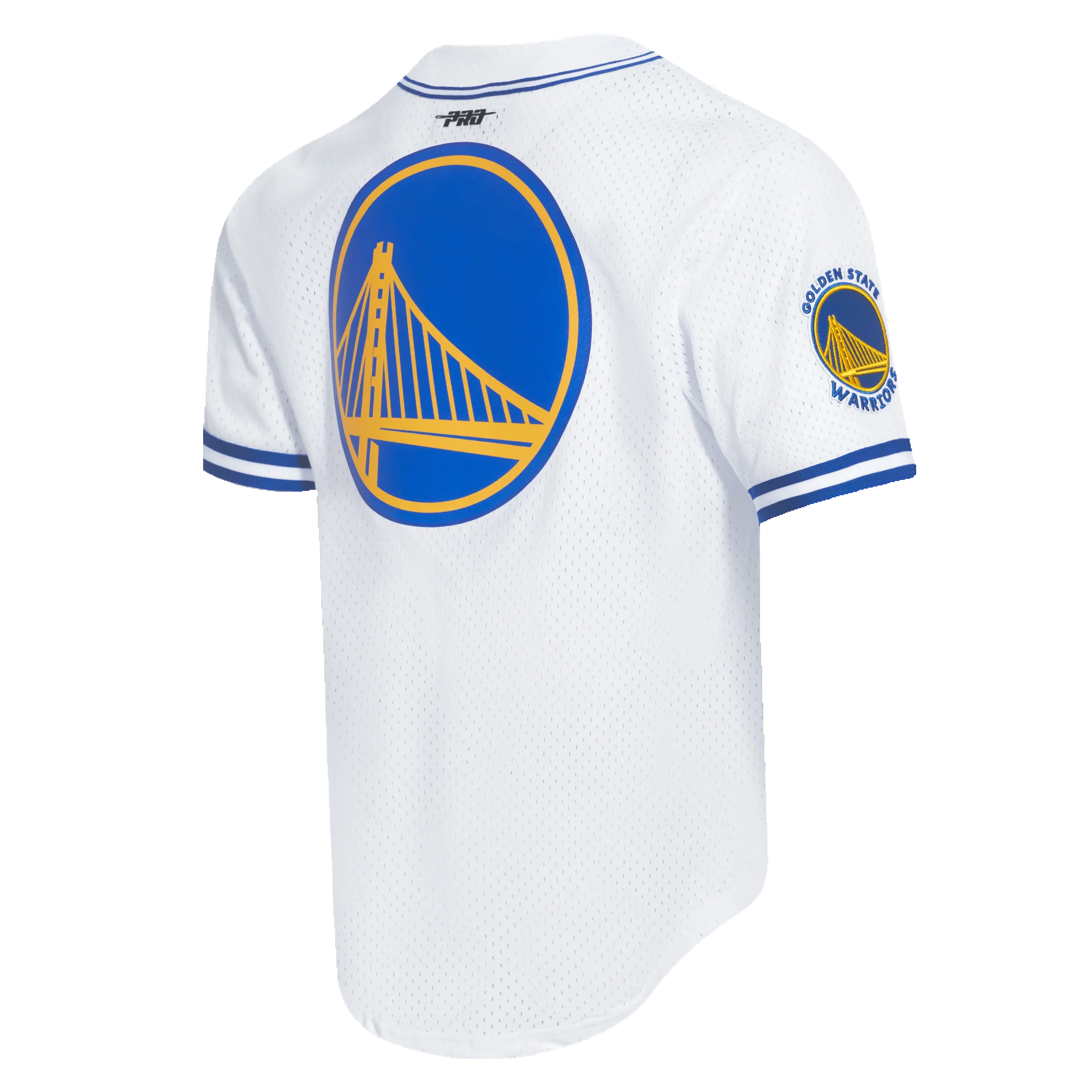 NBA GOLDEN STATE WARRIORS PLAYER NAME AND NUMBER MEN'S BUTTON DOWN MESH TOP (WHITE/ROYAL BLUE) - Image 4