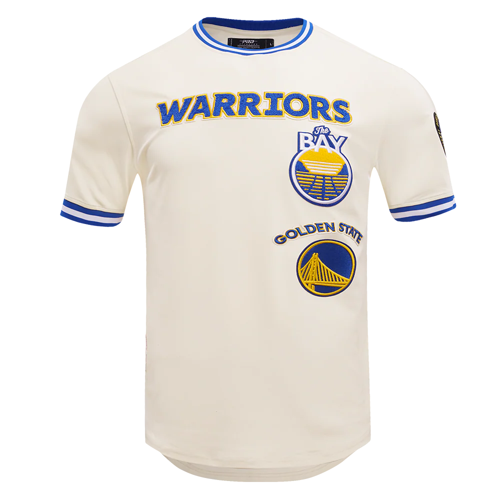NBA GOLDEN STATE WARRIORS RETRO CLASSIC MEN'S TEE (EGGSHELL/ ROYAL BLUE)