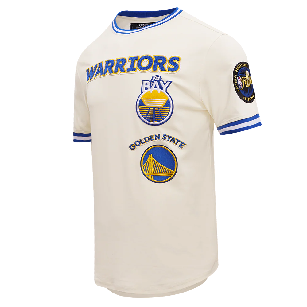 NBA GOLDEN STATE WARRIORS RETRO CLASSIC MEN'S TEE (EGGSHELL/ ROYAL BLUE) - Image 2