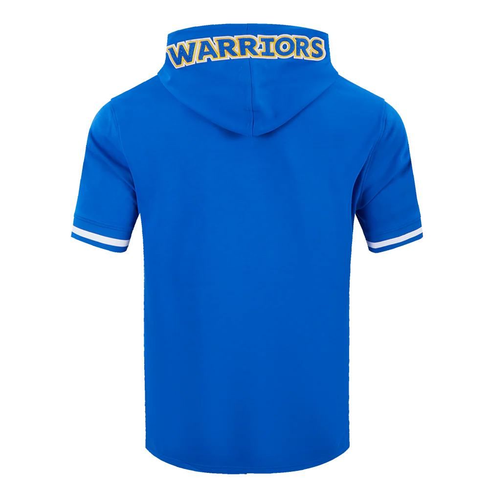 NBA GOLDEN STATE WARRIORS CLASSIC MEN'S CHENILLE DK SS PO HOODIE (ROYAL BLUE) - Image 3