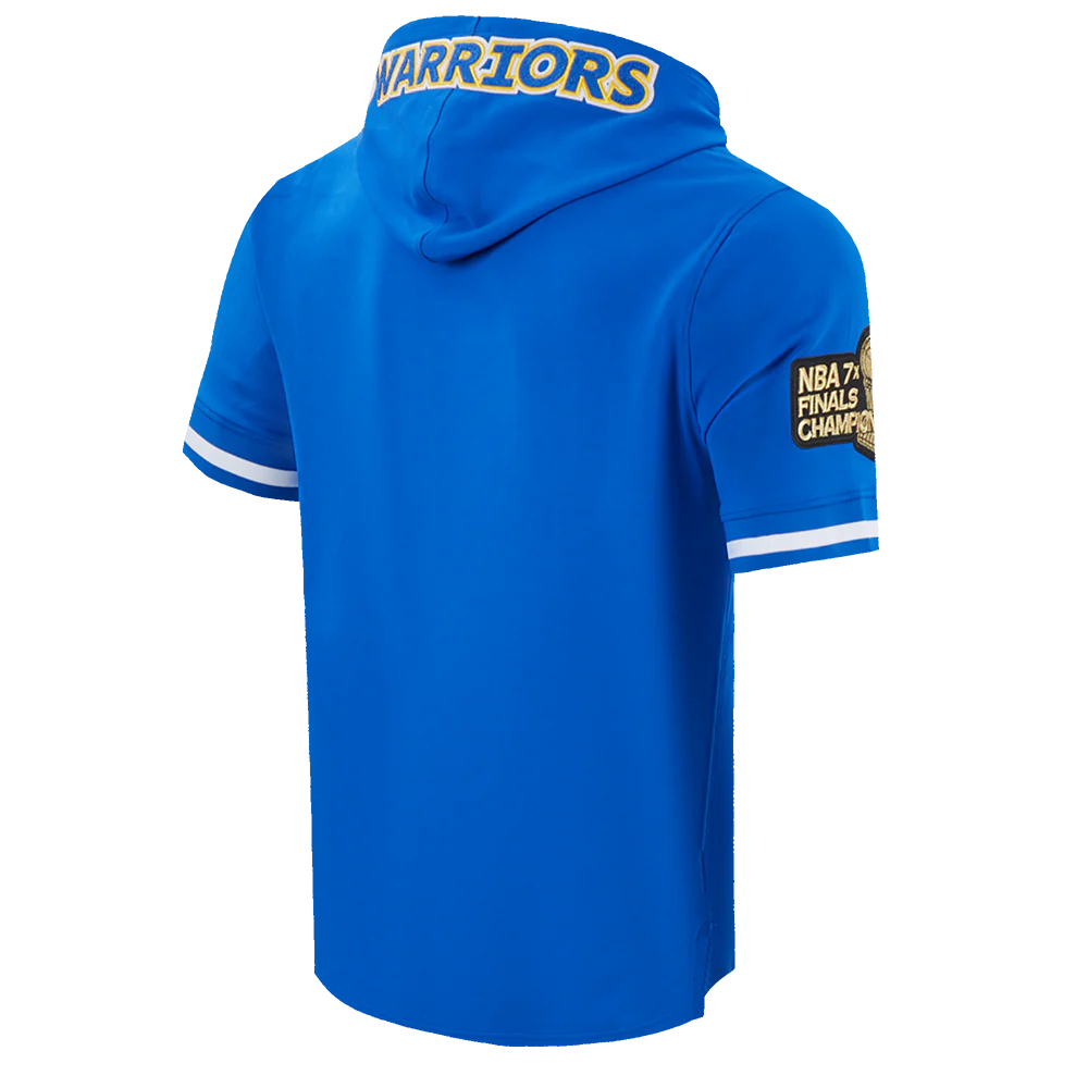 NBA GOLDEN STATE WARRIORS CLASSIC MEN'S CHENILLE DK SS PO HOODIE (ROYAL BLUE) - Image 4