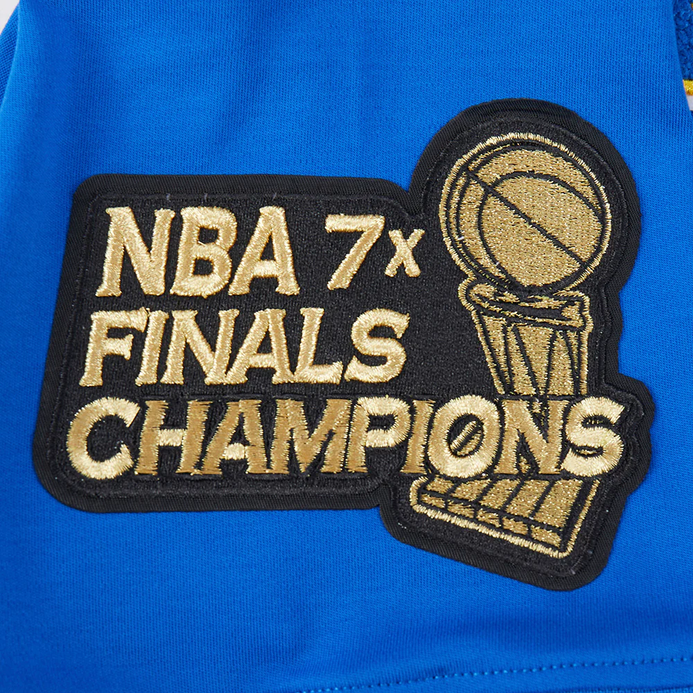NBA GOLDEN STATE WARRIORS CLASSIC MEN'S CHENILLE DK SS PO HOODIE (ROYAL BLUE) - Image 7