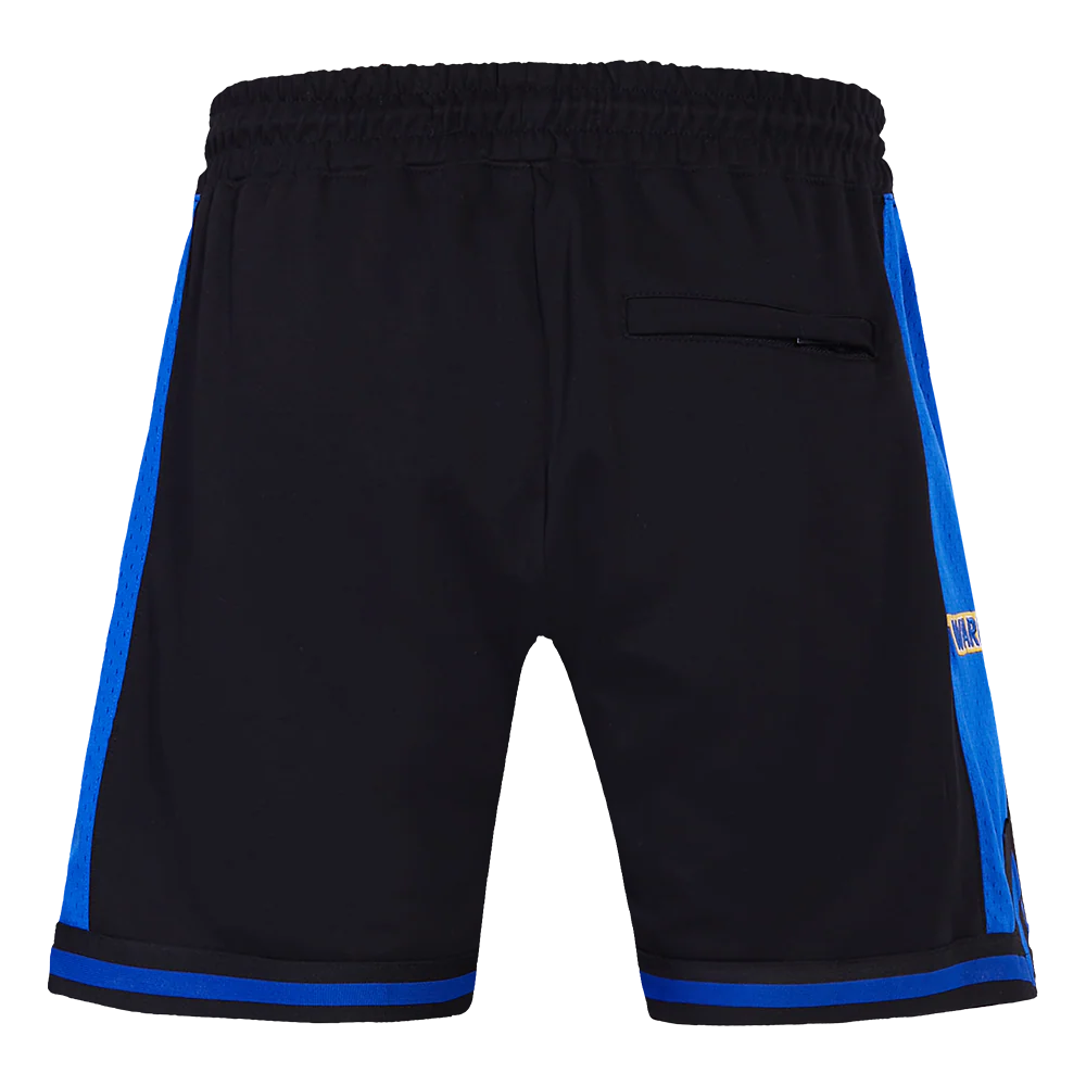 NBA GOLDEN STATE WARRIORS SCRIPT TAIL MEN'S DOUBLE KNIT 2.0 SHORT (BLACK/ROYAL BLUE/BLACK) - Image 4