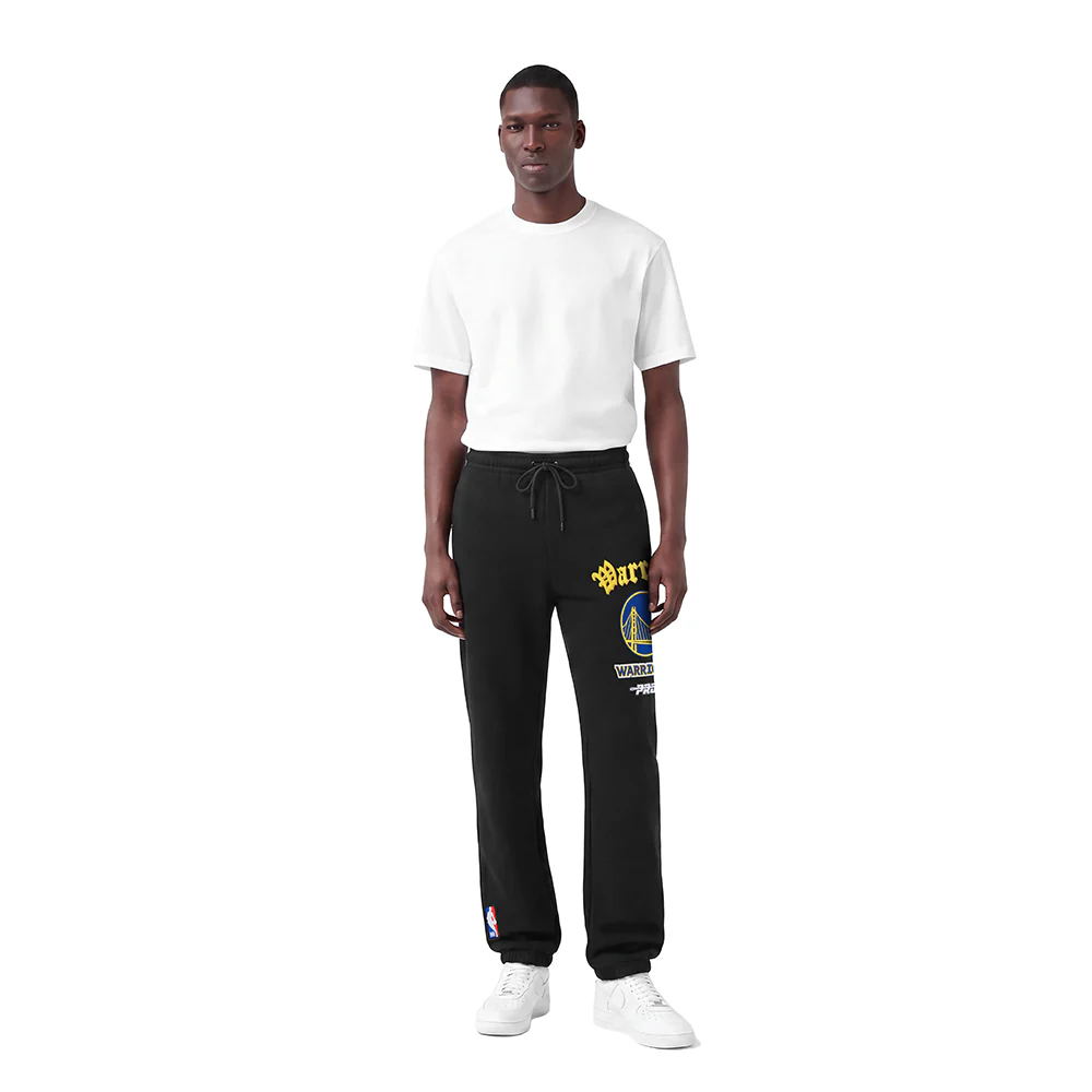 NBA GOLDEN STATE WARRIORS OLD ENGLISH MEN'S SWEATPANT (BLACK) - Image 3