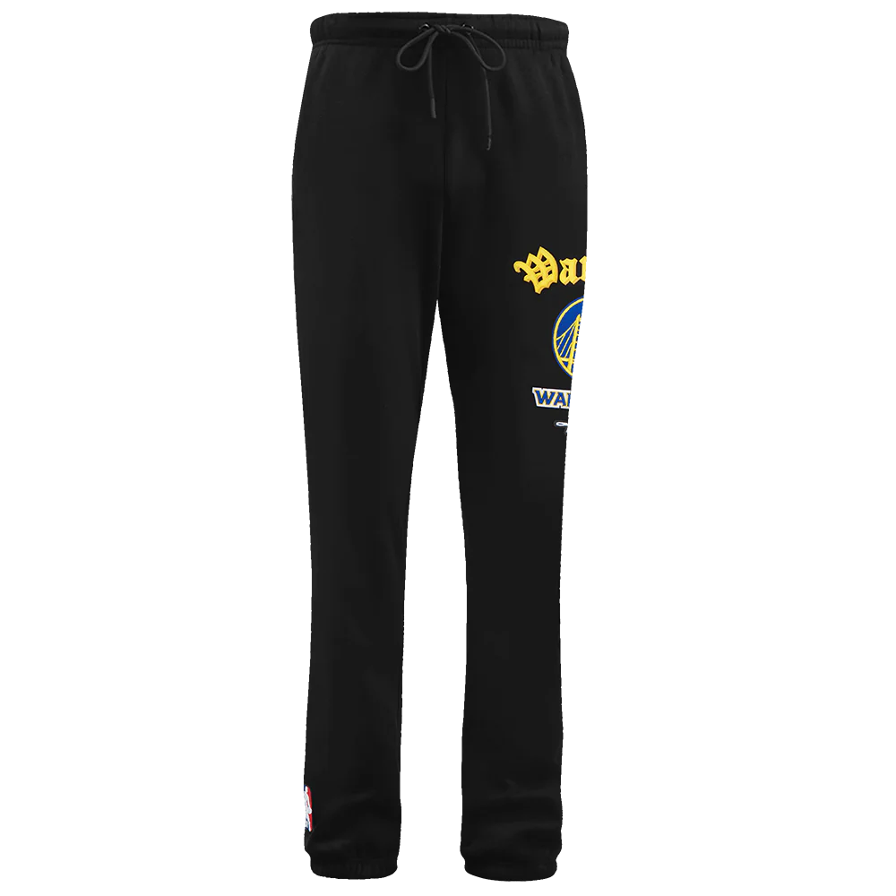 NBA GOLDEN STATE WARRIORS OLD ENGLISH MEN'S SWEATPANT (BLACK) - Image 4
