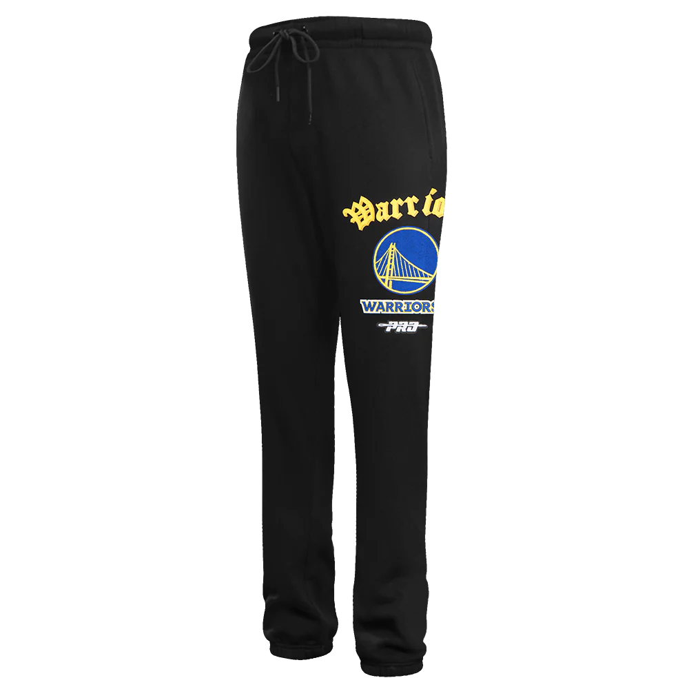 NBA GOLDEN STATE WARRIORS OLD ENGLISH MEN'S SWEATPANT (BLACK) - Image 5
