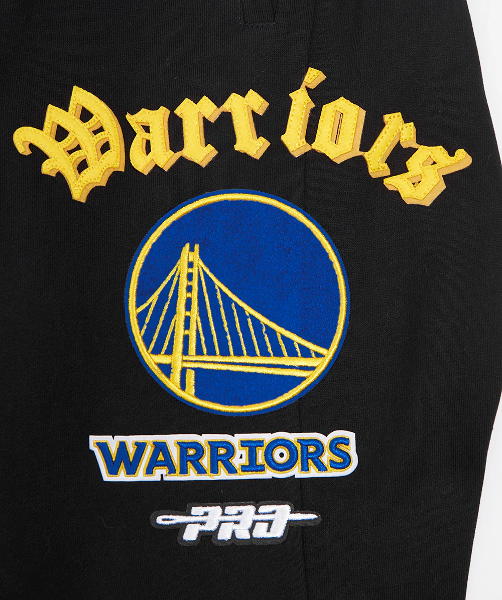 NBA GOLDEN STATE WARRIORS OLD ENGLISH MEN'S SWEATPANT (BLACK) - Image 8