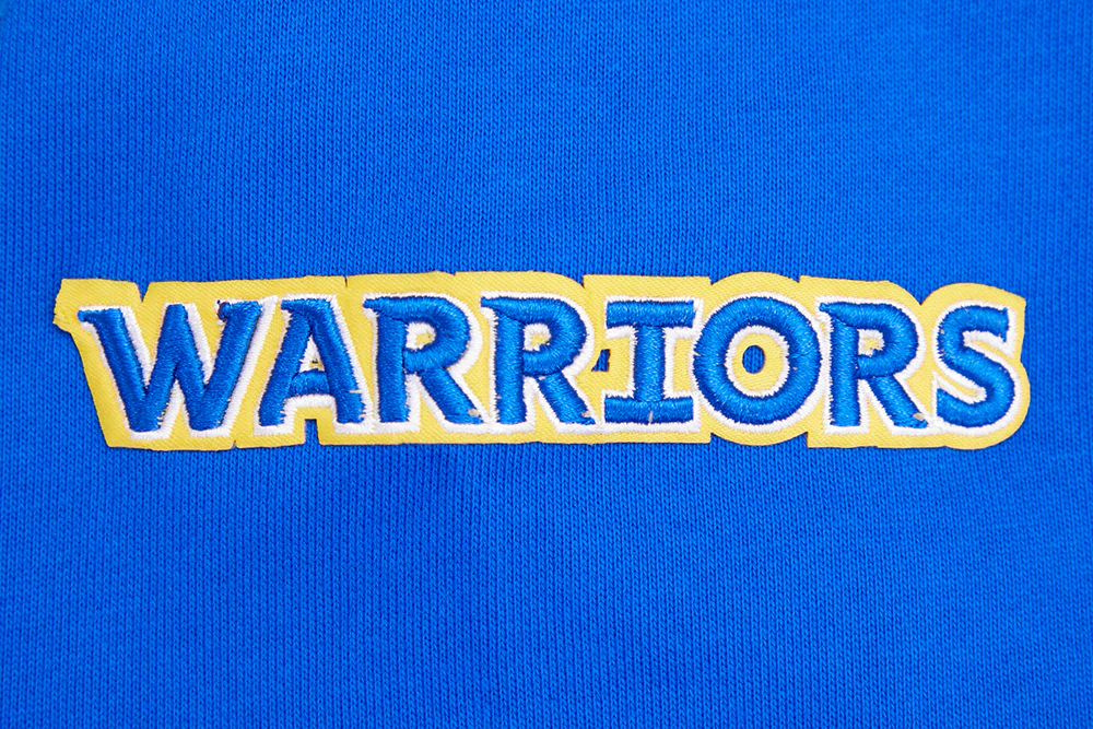 NBA GOLDEN STATE WARRIORS SCRIPT TAIL MEN'S RIB FLEECE PULLOVER HOODIE (ROYAL BLUE) - Image 7