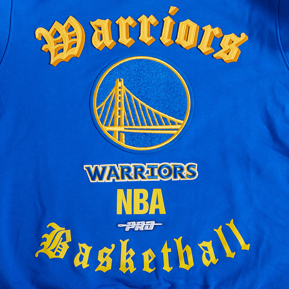 NBA GOLDEN STATE WARRIORS OLD ENGLISH MEN'S CREWNECK (ROYAL BLUE) - Image 6