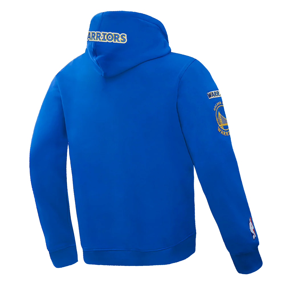 NBA GOLDEN STATE WARRIORS OLD ENGLISH MEN'S PULLOVER HOODIE (ROYAL BLUE) - Image 6