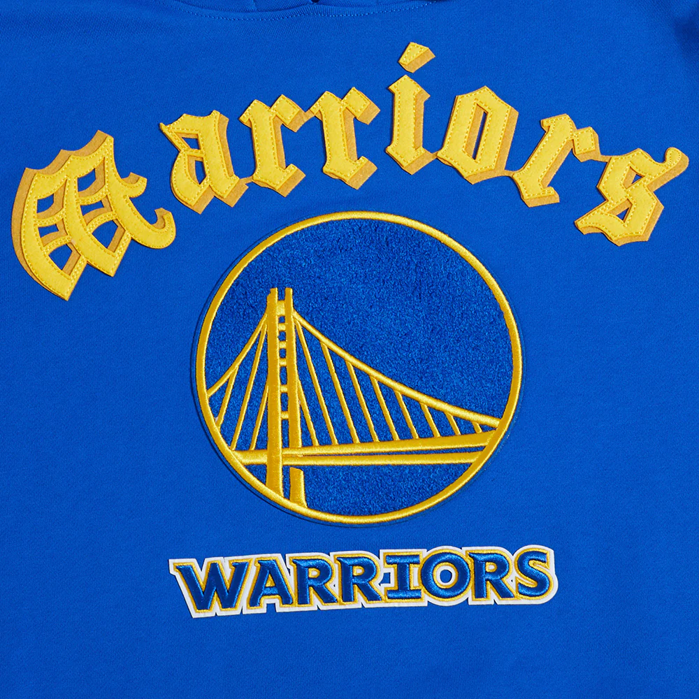 NBA GOLDEN STATE WARRIORS OLD ENGLISH MEN'S PULLOVER HOODIE (ROYAL BLUE) - Image 7