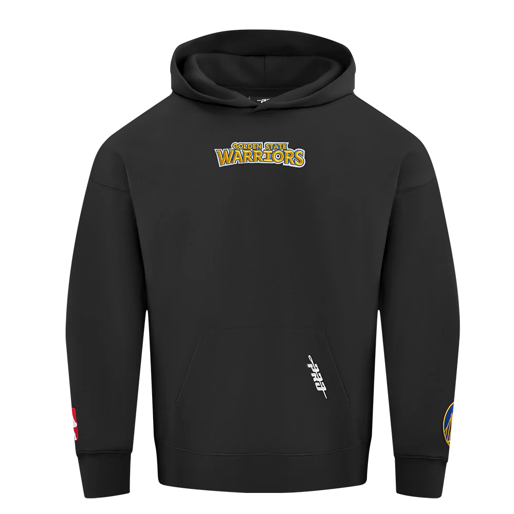 NBA GOLDEN STATE WARRIORS WINGSPAN MEN'S DROP SHOULDER FLEECE PULLOVER HOODIE (BLACK) - Image 3