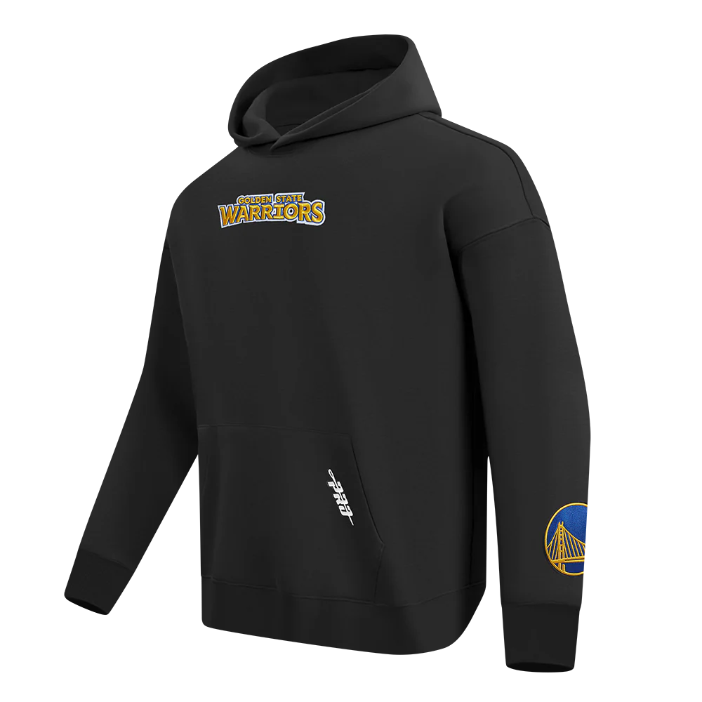 NBA GOLDEN STATE WARRIORS WINGSPAN MEN'S DROP SHOULDER FLEECE PULLOVER HOODIE (BLACK) - Image 4