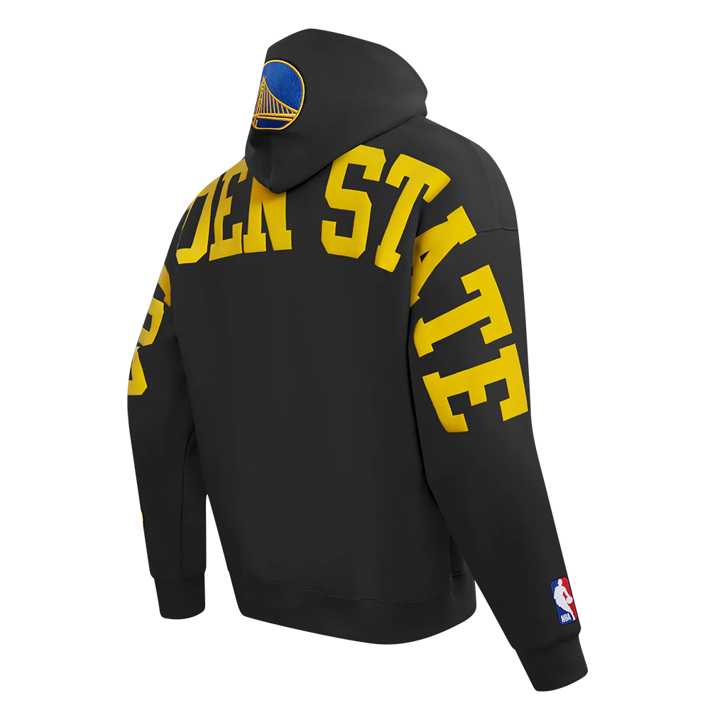 NBA GOLDEN STATE WARRIORS WINGSPAN MEN'S DROP SHOULDER FLEECE PULLOVER HOODIE (BLACK) - Image 6