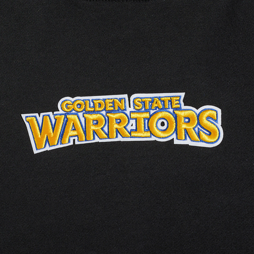 NBA GOLDEN STATE WARRIORS WINGSPAN MEN'S DROP SHOULDER FLEECE PULLOVER HOODIE (BLACK) - Image 9