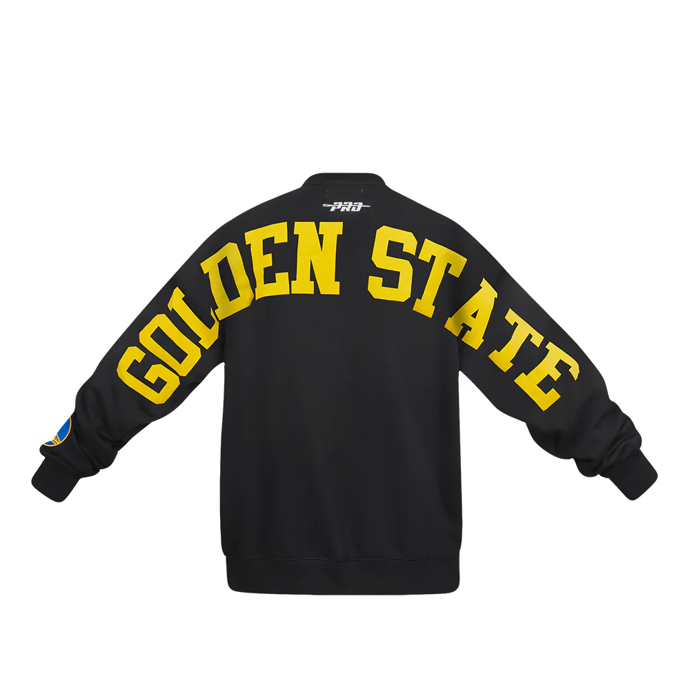 NBA GOLDEN STATE WARRIORS WINGSPAN MEN'S DROP SHOULDER FLEECE CREWNECK (BLACK) - Image 3
