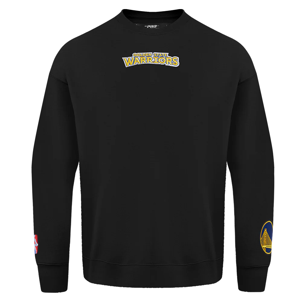 NBA GOLDEN STATE WARRIORS WINGSPAN MEN'S DROP SHOULDER FLEECE CREWNECK (BLACK) - Image 4