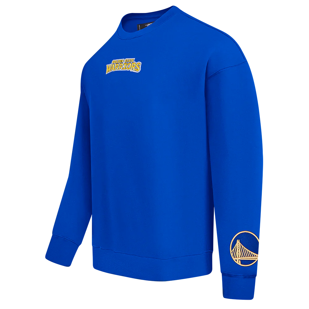 NBA GOLDEN STATE WARRIORS WINGSPAN MEN'S DROP SHOULDER FLEECE CREWNECK (ROYAL BLUE) - Image 4