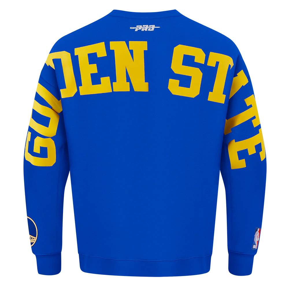 NBA GOLDEN STATE WARRIORS WINGSPAN MEN'S DROP SHOULDER FLEECE CREWNECK (ROYAL BLUE) - Image 5