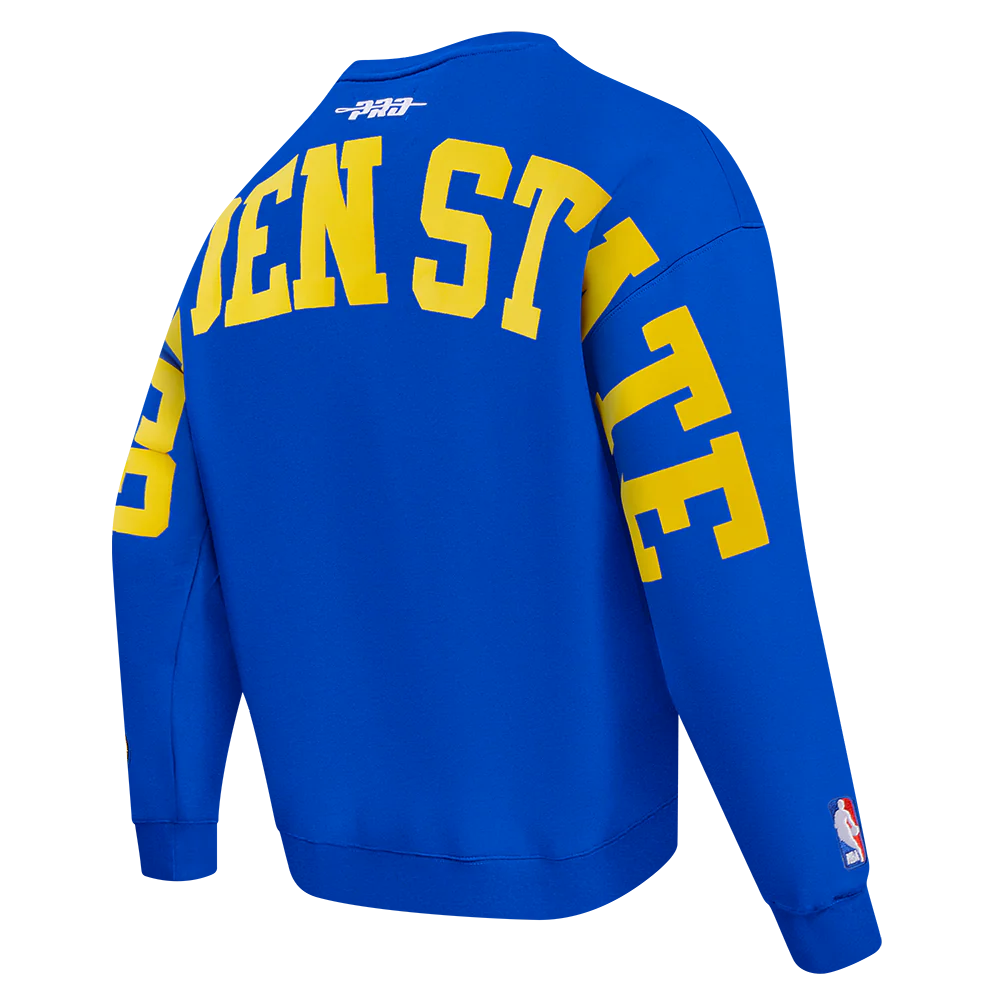 NBA GOLDEN STATE WARRIORS WINGSPAN MEN'S DROP SHOULDER FLEECE CREWNECK (ROYAL BLUE) - Image 6