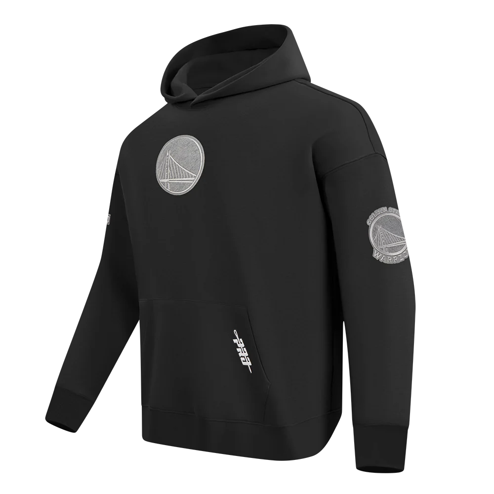 NBA GOLDEN STATE WARRIORS REVERSE FRENCH TERRY MEN'S DROP SHOULDER FLEECE PULLOVER HOODIE (BLACK) - Image 2