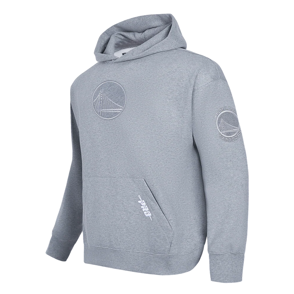 NBA GOLDEN STATE WARRIORS REVERSE FRENCH TERRY MEN'S DROP SHOULDER FLEECE PULLOVER HOODIE (DARK HEATHER GRAY) - Image 2