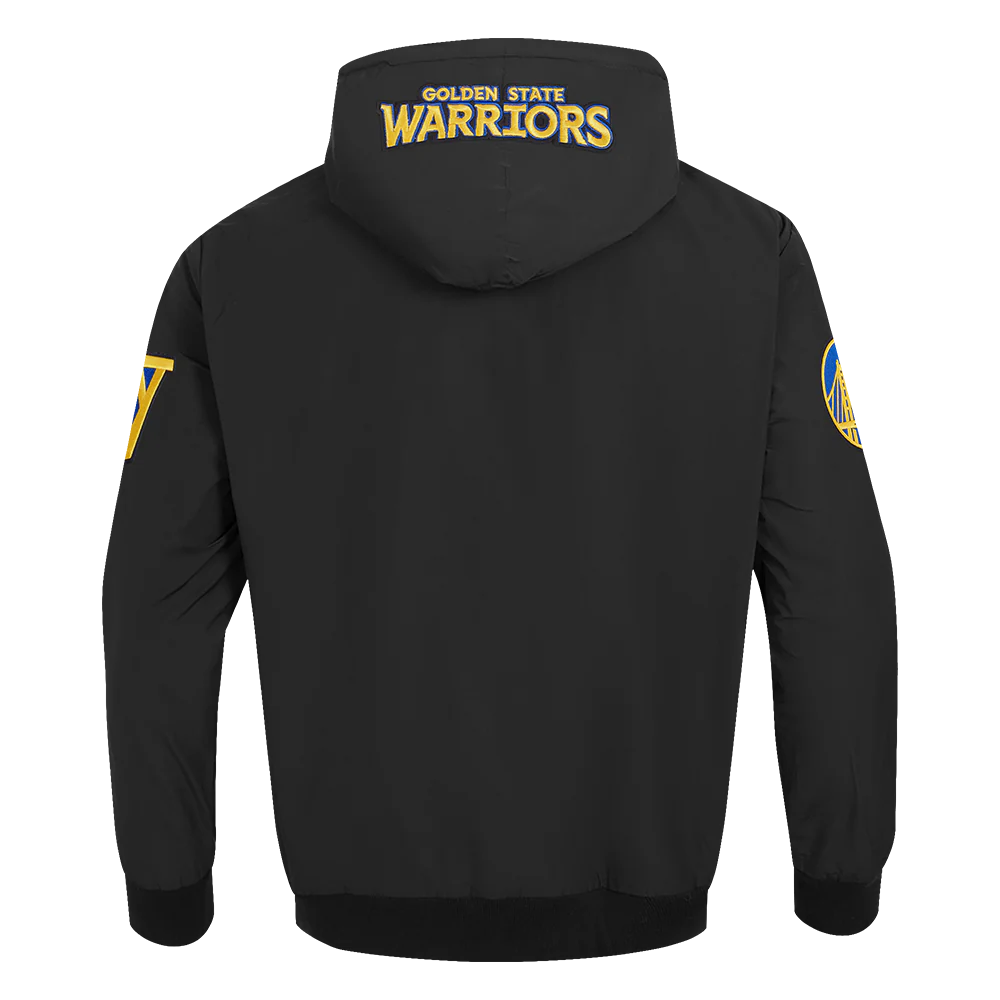 NBA GOLDEN STATE WARRIORS CLASSIC WIND SUIT MEN'S WOVEN FULL ZIP PULLOVER HOODIE (BLACK) - Image 3
