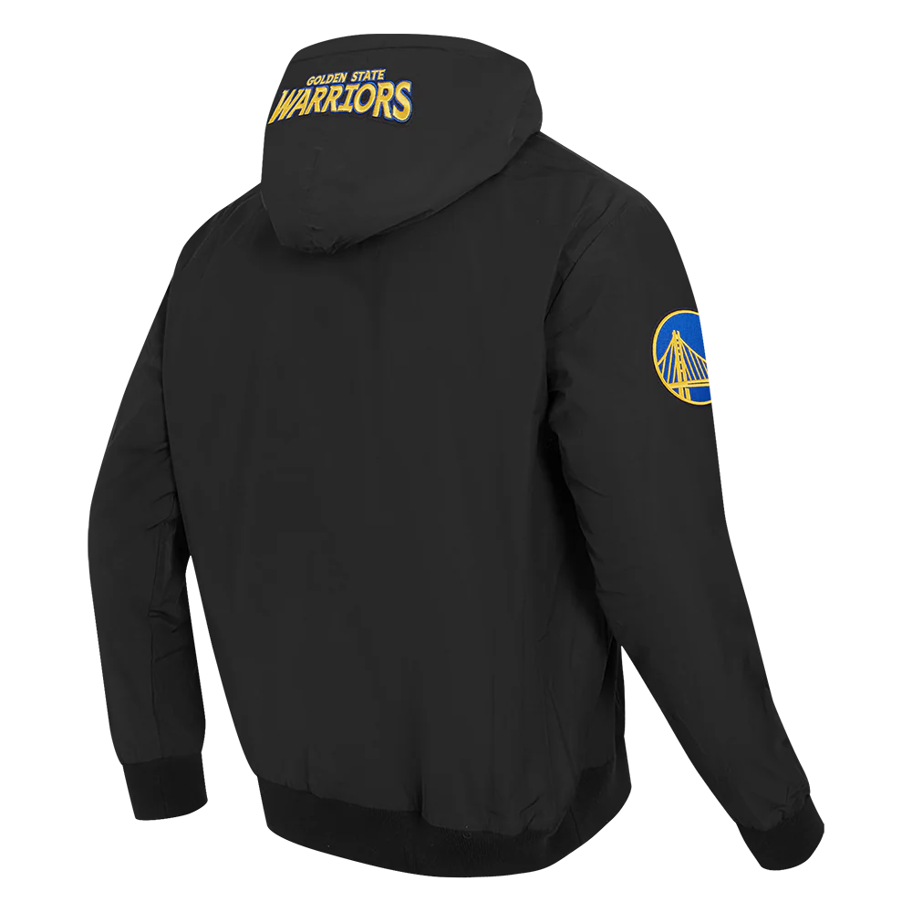 NBA GOLDEN STATE WARRIORS CLASSIC WIND SUIT MEN'S WOVEN FULL ZIP PULLOVER HOODIE (BLACK) - Image 4