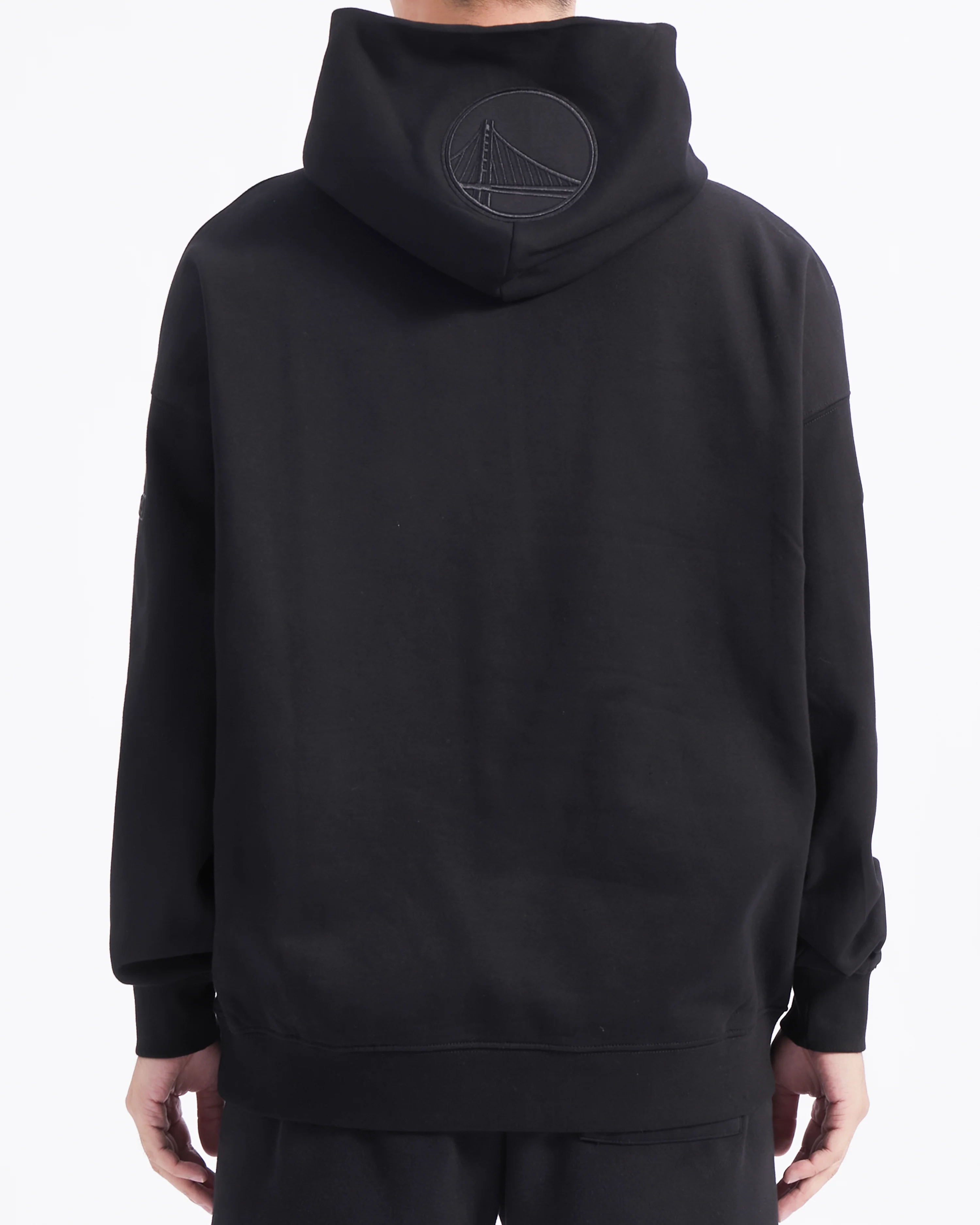 NBA GOLDEN STATE WARRIORS NEUTRAL MEN'S DROP SHOULDER FLC PO HOODIE (BLACK) - Image 3