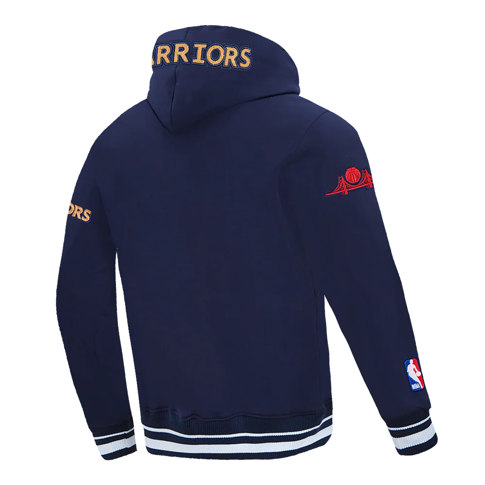 NBA GOLDEN STATE WARRIORS CITY EDITION 24-25 MEN'S RIB FLEECE PULLOVER HOODIE (MIDNIGHT NAVY) - Image 4