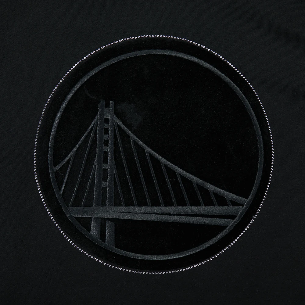 NBA GOLDEN STATE WARRIORS BLACKOUT MEN'S DROP SHOULDER FLC PO HOODIE (BLACK) - Image 6