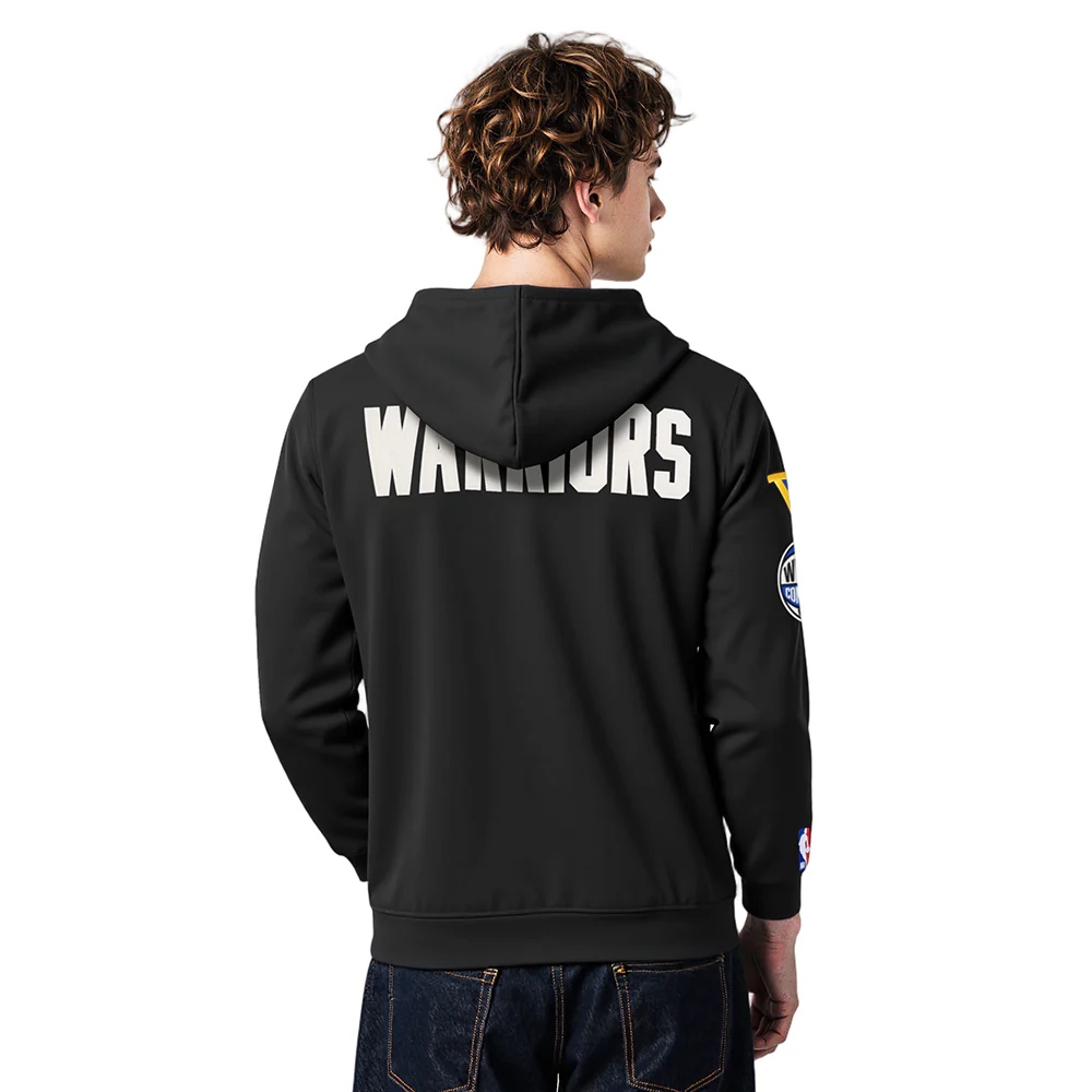 NBA GOLDEN STATE WARRIORS MODERN ORIGINALS MEN'S FLC PO HOODIE (BLACK) - Image 2
